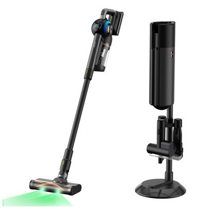 JIGOO V700 Cordless Vacuum Cleaner with 2.5 L Suction Station, Automatic Dust Emptying, 33KPa Suction Power, Anti-Tangle Brush, Dual LED Illumination, Up to 55 Minutes Runtime, Ideal for Hard Floor, Carpet, Pet