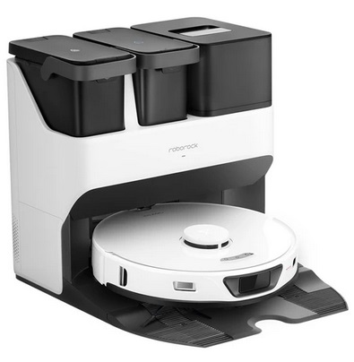 Roborock S7 Max Ultra Robot Vacuum Cleaner, 5500Pa Suction, Auto Drying, Self-Cleaning & Emptying, VibraRise Mopping, Reactive Tech Obstacle Avoidance, Fast & Off-peak Charging - White