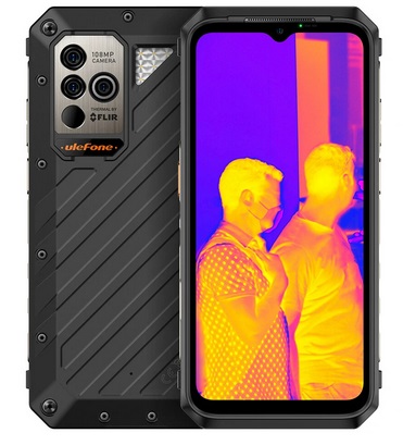 Ulefone Power Armor 19T Thermal Imaging Camera 108MP Triple Camera 17GB 256GB Helio G99 NFC 6.58 inch 120Hz 9600mAh 66W Fast Charge Wireless Charge IP68 IP69K Waterproof 4G Rugged Smartphone - Black