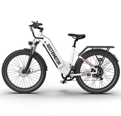 AOSTIRMOTOR PRINCESS 750W 52V 15Ah 26inch Electric Bicycle 25-40KM Max Mileage 140KG Max Load Electric Bike - White