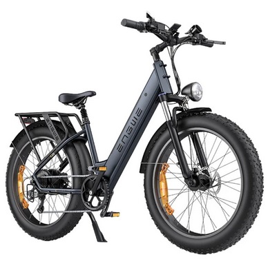 ENGWE E26 Step-thru Electric Bike, 26in Tire 48V 16AH Battery 250W Motor Mountain Bike Shimano 7-Speed Gear 140km Max Range 25km/h Max Speed 26*4.0 inch Fat Tire 150kg Load Hydraulic Disc Brake - Galaxy Grey