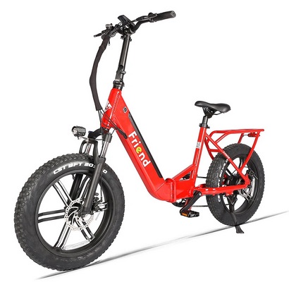 Friend Female Folding Electric Bicycle 10.5Ah 48V 750W 20*4inch Fat Tires 20.5KM Mileage Range 80KG Max Load Electric Bike - Red