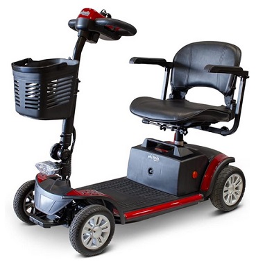 eWheels Deluxe Scooters Horizon Long Range Adult Mobility Scooter - Long Range (15 Miles), Comfortable Seat, LED Lights, Red