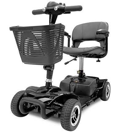 Elifecenter 4 Wheel Electric Battery Powered Mobility Scooters for Adults by Emotor, Portable Folding in 5 Pieces Compact Mobile Stable Scooter for Seniors (Black)