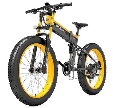 LANKELEISI T750 Plus Big Fork Electric Bike 26*4.0 Inch Fat Tire 1000W Motor 40Km/h Max Speed 48V 17.5Ah Battery 100KM Range Shimano 27-Speed 180KG Max Load - Yellow