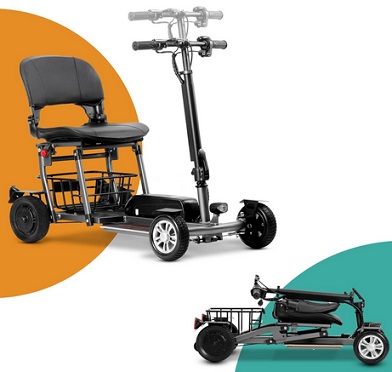 Rubicon FX4 Lightweight 4 Wheel Foldable Mobility Scooter for Adults and Seniors - Detachable Lithium Battery - More Faster (Model1)