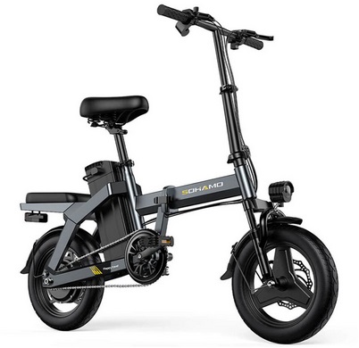 SOHAMO A3 Folding Electric Bike 400W 48V 16Ah Battery 14*2.1 Inch 32-65KM Mileage Range Max Load 100KG Ebike