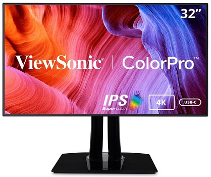 ViewSonic VP3268a-4K 32 Inch Premium IPS 4K Monitor with Advanced Ergonomics, ColorPro 100% sRGB Rec 709, 14-bit 3D LUT, Eye Care, HDR10 Support, HDMI, USB C, DisplayPort for Professional Home Office