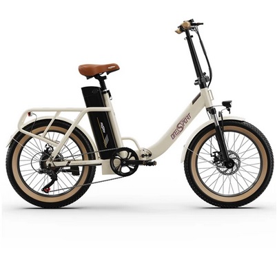 ONESPORT OT16-2 Electric Bike 20*3.0 inch Tires, 48V 15Ah Battery 25km/h Max Speed 3 Riding Modes 7-Speeds Disc Brakes - White