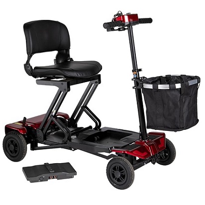 Falcon Auto Folding Mobility Scooter with Remote Control and Lithium Battery - Green Power (10 Miles Removable Lithium Battery)