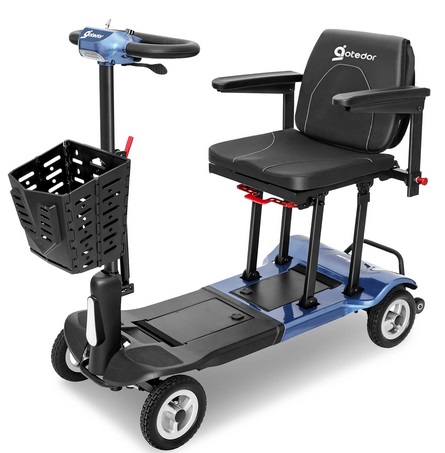 Aotedor T550 Mobility Scooters for Adults,Ultra Lightweight 36Lbs Folding Electric Powered Scooter for Senior 22 Miles Long Travel Range w/2 Lithium Batteries All Terrain Motorized Scooter Airline Approved