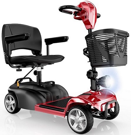 iScooter X02 Mobility Scooter, Electric Wheelchair Device, 4 Wheel Mobility Scooter for Adults, with LED Headlight, Basket, Cup Holder, Back-Up Alarm Bell, Detachable, Lightweight and Convenient