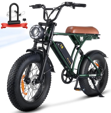 CYCROWN Hunter Electric Bike Adults, 750W/1000W Peak Motor, 10.4Ah Removable Battery Moped Style Ebike, 88-240KM PAS Range, 7 Speed Gear, 32 KM/H Electric Dirt Bike, Full Suspension Electric Bicycles