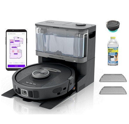 Shark RV2820YE Robot Vacuum & Mop Combo, PowerDetect NeverTouch, Self-Emptying & Self-Refilling, 60-Day Debris Capacity, 30-Day Refill Tank, Pad Dry, 5 Intelligent PowerDetect Cleaning Technologies