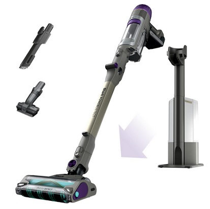 Shark IP3251 Cordless Vacuum Cleaner with HEPA Filter, PowerDetect Clean & Empty, Powerful Suction, Portable, Rechargeable, Auto-Empty System, Stick Vacuum for Pet Hair, Carpets & Hardfloor Dark Gray