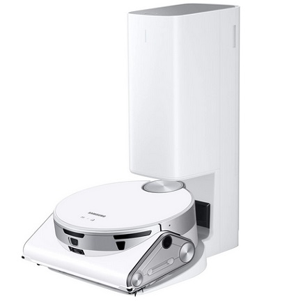 SAMSUNG Jet Bot AI+ Robot Vacuum Cleaner w/Object Recognition, Intelligent Cleaning, Clean Station, 5-Layer Filter, Touchless Dust Removal for Hardwood Floors, Carpets, VR50T95735W, White