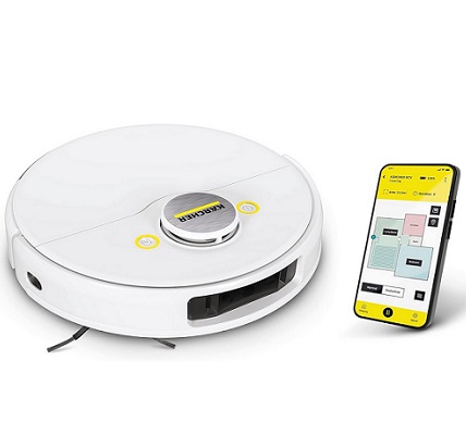 Kärcher RCV 5 Robot Vacuum Cleaner with Mop Function 5000Pa, Remote Control via App, LiDar Navigation, Dual Laser and AI, Floor Mapping, Obstacle Recognition, 140 min Run Time, Hard Floors and Carpets