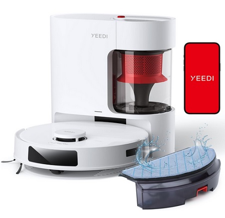 Yeedi C12 Plus Robot Vacuum and Mop, 8000Pa Strong Suction, 7-Week Dust Storage, Bagless Dust Bin, PureCyclone Tech, ZeroTangle Brush, White