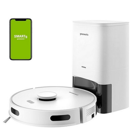 Greenworks Robot Vacuum GRV-3011, Intelligent LDS Laser Navigation, Automatic Path Planning, 2000Pa Powerful Suction，Auto Dust Collection, for Pet Hair, Hard Floor, Carpet