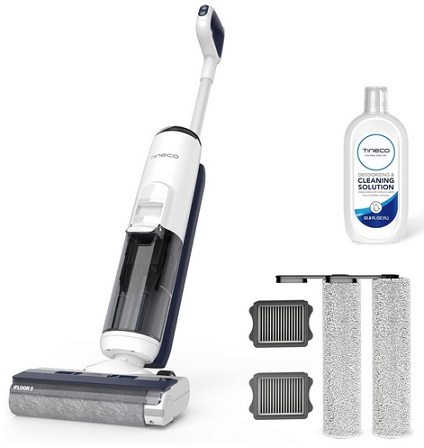 Tineco iFLOOR 5 Breeze Complete & 33.8 OZ Floor Cleaning Solution & Replacement 2 HEPA Assembly 2 Brush Roller Set, Cordless Wet Dry Vacuum Floor Cleaner and Mop