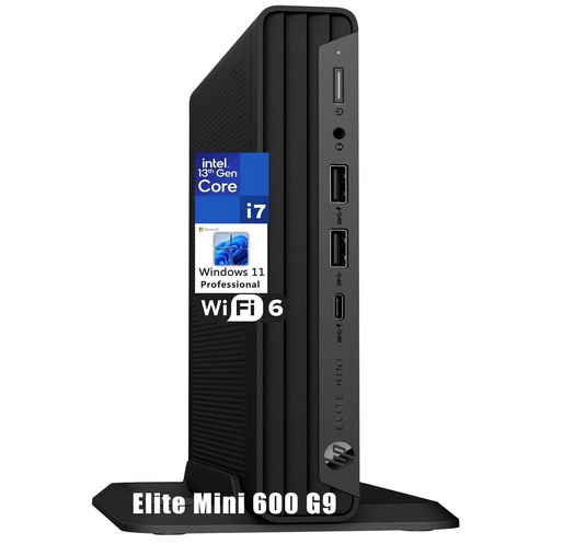 HP Elite Mini 600 G9 MFF PC Business Desktop Computer, 13th Gen Intel 16-Core i7-13700T, 32GB DDR5 RAM, 1TB PCIe SSD, WiFi 6, Bluetooth, RJ-45, Type-C, HDMI, DisplayPort, Windows 11 Pro, AZ-XUT