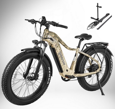 Young E-Scout Pro BAFANG Peak 1500W Hunting Ebike, LG 48V 20Ah Electric Bike for Adults, 120 Miles Range, 400 lbs, 28 Mph Class 3, 26\