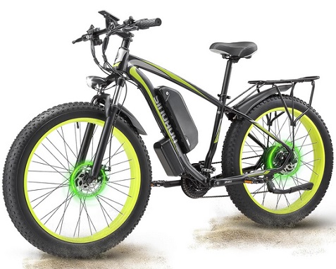 SINOHON X 26 Electric Bike, 48V 13Ah Detachable Li-Battery Ebike with 50+Miles Range, 26\'\'x4\'\' Fat Tire E-Bike, Peak 1000W Brushless Motor 28MPH Max Speed, 21-Speed, Aluminum Frame