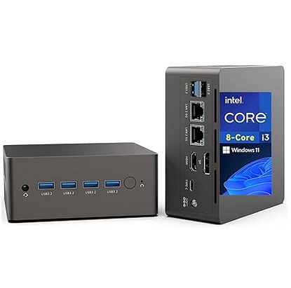 QAZIPO JND13 Mini PC Intel Core i3-N305(up to 3.8GHz) 8C/8T, 16GB DDR4 RAM 512GB M.2 SSD Dual 2.5G LAN, Mini Desktop Computers Windows 11, 4K Triple Display, Type-C, WiFi 6, BT5.2, Micro PC Home Office