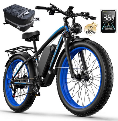GAMVIRE V7 Ebikes for Adults, 52V 19.2Ah Battery 1000W Peak 1500W Electric Mountain Bike, 36MPH & 70Miles Fast Long Range Fat Tire Hunting EBikes, 21-Speed Pedal Assist Bicycle with Hydraulic Disc Brake