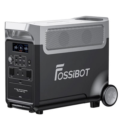 FOSSiBOT F3600 Portable Power Station, 3840Wh LiFePO4 Solar Generator, 3300W AC Output, 2000W Max Solar Charge, Fully Recharge in 1.8 Hours, 15 Output Ports, LCD Screen, Removable Flashlight Torch, 3W LED Light, with Rolling Wheels