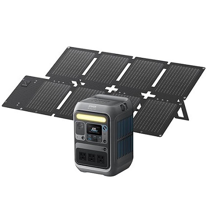 Anker SOLIX C300 Portable Power Station, Outdoor 288Wh LiFePO4 Battery, 300W (600W Surge) Solar Generator, 140W Two-Way Fast Charging, for Camping, Traveling, and Emergencies (with 60W Solar Panel)