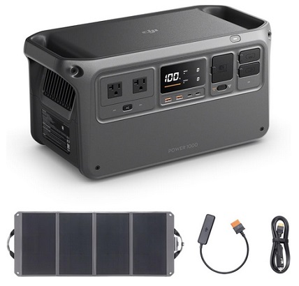 DJI Power 1000 Portable Power Station, 1024Wh Solar Generator with 1x 100W Solar Panel, 4000-Cycle-Life LFP(LiFePO4) Cell, 70-Minute Fast Charging, 2200W Stable Output,Solar Generator for Home Backup
