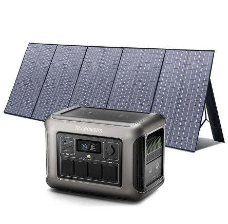 ALLPOWERS R1500 Portable Power Station with SP037 Solar Panel, 1800W 1152Wh LiFePO4 Solar Generator with 400W Panel Included, Solar Power with UPS Function, Fast Charging