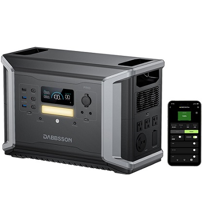 Dabbsson DBS2100 Pro Portable Power Station 2150Wh 2400W,Expandable to 4600W 12.9kWh,NEMA TT-30 Port,100W USB-C,Support AC & Solar Charging Together, EPS 15ms,DBS 2100Pro Solar Generator for Home Backup,2024 New