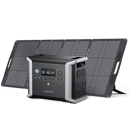 Dabbsson DBS1300 Portable Power Station with 210W Solar Panel, 1330Wh EV Semi-Solid State LiFePO4 Battery, 4 X 1200W AC Outlets(1600W with P-Boost), Solar Generator for Outdoor Camping, Home Back