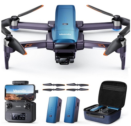 V11 Drones with Camera for Adults 4K, 70Min Long Flight Time, Gimbal & EIS 4K/30FPS Professional Drone, 3KM Long Range, GPS Auto Return, Easy App-Controlled, Integrated FAA Remote ID