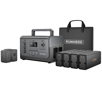 RUNHOOD Solar Generator Rallye 1200 Pro, 1296Wh Portable Power Station Swappable&Replaceable Batteries, 3X1200W(Peak 2400W) Pure Sine Wave AC Qiuck Restore Power for Outdoors Camping/RVs/CPAP/HomeUse