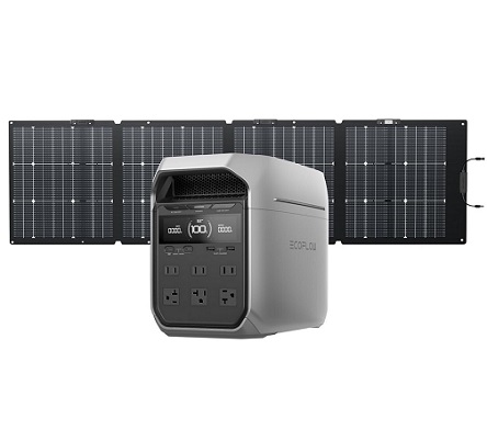 ECOFLOW Solar Generator Delta 3 Plus with 220W Bifacial Solar Panel, 1000W Solar Input, LFP(LiFePO4) Battery, Portable Power Station for Home Backup Power, Camping & RVs