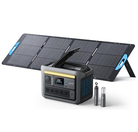 Anker SOLIX C800 Plus Portable Power Station with 200W Solar Panels, 1200W (Peak 1600W) Solar Generator with Camping Lights, 768Wh LiFePO4 Battery for Outdoor Camping, RVs, Road Trip, Power Outages