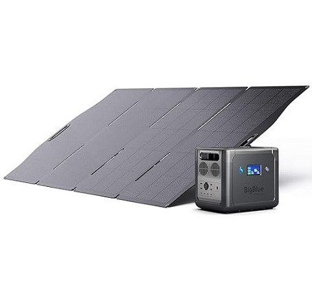 BigBlue 2500W Solar Generator with 400W Solar Panel Included, 1843Wh Power Station with Panels, Backup Battery Kit with APP, 10ms UPS, Camping Essentials for RV Life, Hurricane Emergency Home Power
