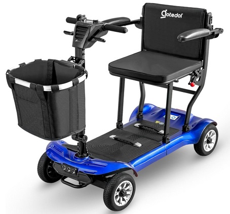 Aotedor AM985 4 Wheel Mobility Scooter, Electric Mobility Scooter for Adults, Driving 22 Miles, Airlines Approved, Foldable Scooter w/249WH*2 Batteries Charger Under Seat Storage Dustproof Cover (Blue)