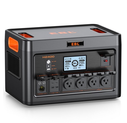 EBL H2400 Portable Power Station 2400W, 1843.2Wh Solar Generator LiFePO4 (LFP) Battery(4800W Surge), 2 Hours Fast AC Charging, 4 AC Outlets, 100W USB-C PD Output, 11-Port for Home Use, Outdoor Camping