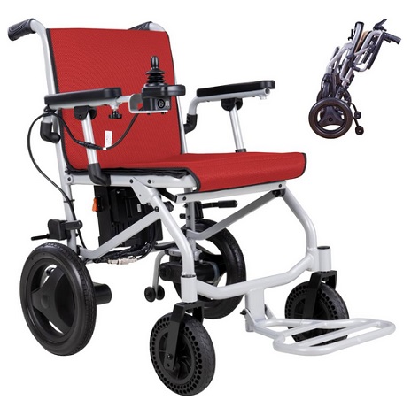 Rubicon DX04 - World Lightest (only 30lbs) Foldable Electric Wheelchair - Travel Size with Detachable Battery - Airline Approved - User Friendly - 10 mi Cruise Range (Model11)