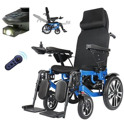 Reclining High Back Adult Power Wheelchair, Mobility Aid Power Wheelchair Van for Elderly, Left-Right Folding Heavy Duty Wheelchair, 26Ah Battery, 600W Motor, 264 Lbs Weight Capacity