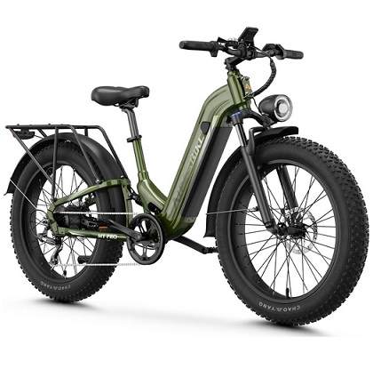 Aipas M1 Pro Electric Bike, 1800W Peak Motor Electric Bike for Adults, 48V 17.5Ah, 26\'\' x 4.0\'\' Fat Tire Electric Mountain Bike, Ebike with 85 Miles, 36MPH, 7 Speed 110Nm and Dual Suspension