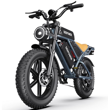 DEEPOWER QS7 Electric Bike 1500W Peak Motor 30MPH 35-180 Miles Electric Dirt Bike,Dual Suspension Ebikes for Adults, 20\