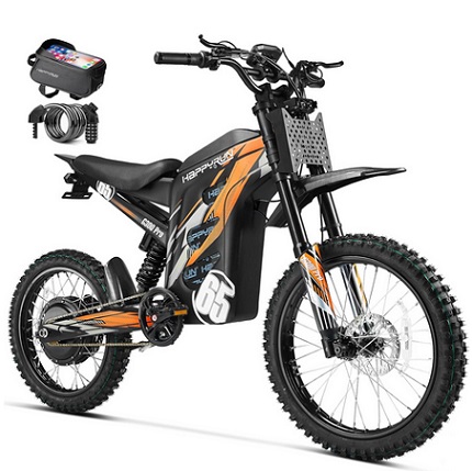HAPPYRUN G300 Pro Electric Dirt Bike for Adults, 72V 30Ah Battery, 6500W Motor, 50 MPH Speed, 70 Mile Range, 350 Lbs Load Capacity, Hydraulic Brakes