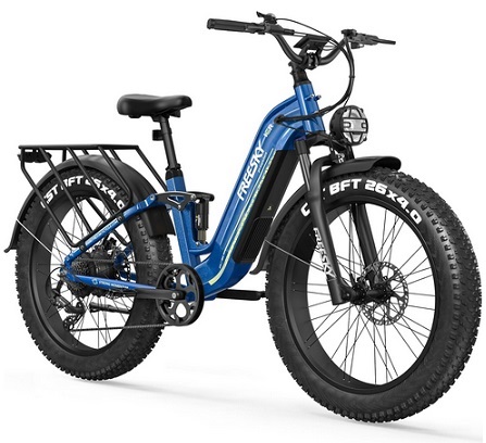 FREESKY Wildcat Ultra 3000W Electric Bike for Adults 105mile Long Range Step-Thru Ebike Motor 37MPH Dirt E Bike 25Ah Samsung Battery 26\'\' Fat Tire Electric Bicycle Full Suspension for Commute