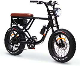 AZBO Electric Bike for Adults 48V 500W Brushless Rear Hub Motor Fat Tire Vintage E-Bike, 20 inch Tire 20 MPH Motorized Bicycle with Shimano Gear