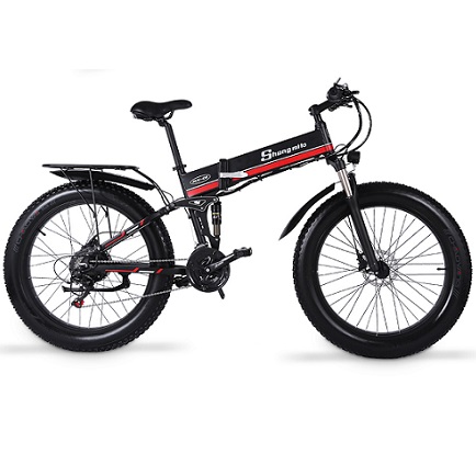 Shengmilo MX01 26 Inches Fat Tire Electric Bike 12 Magnetic Booster Bicycle 1000W 7-Speed Shimano for Snow Mountain